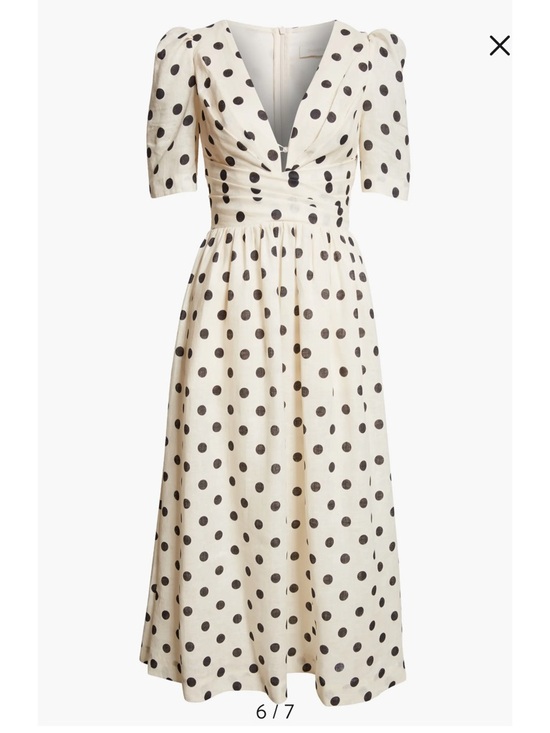 Zimmermann Dresses & Skirts - Zimmermann Cream Midi Dress with Black Polka Dots